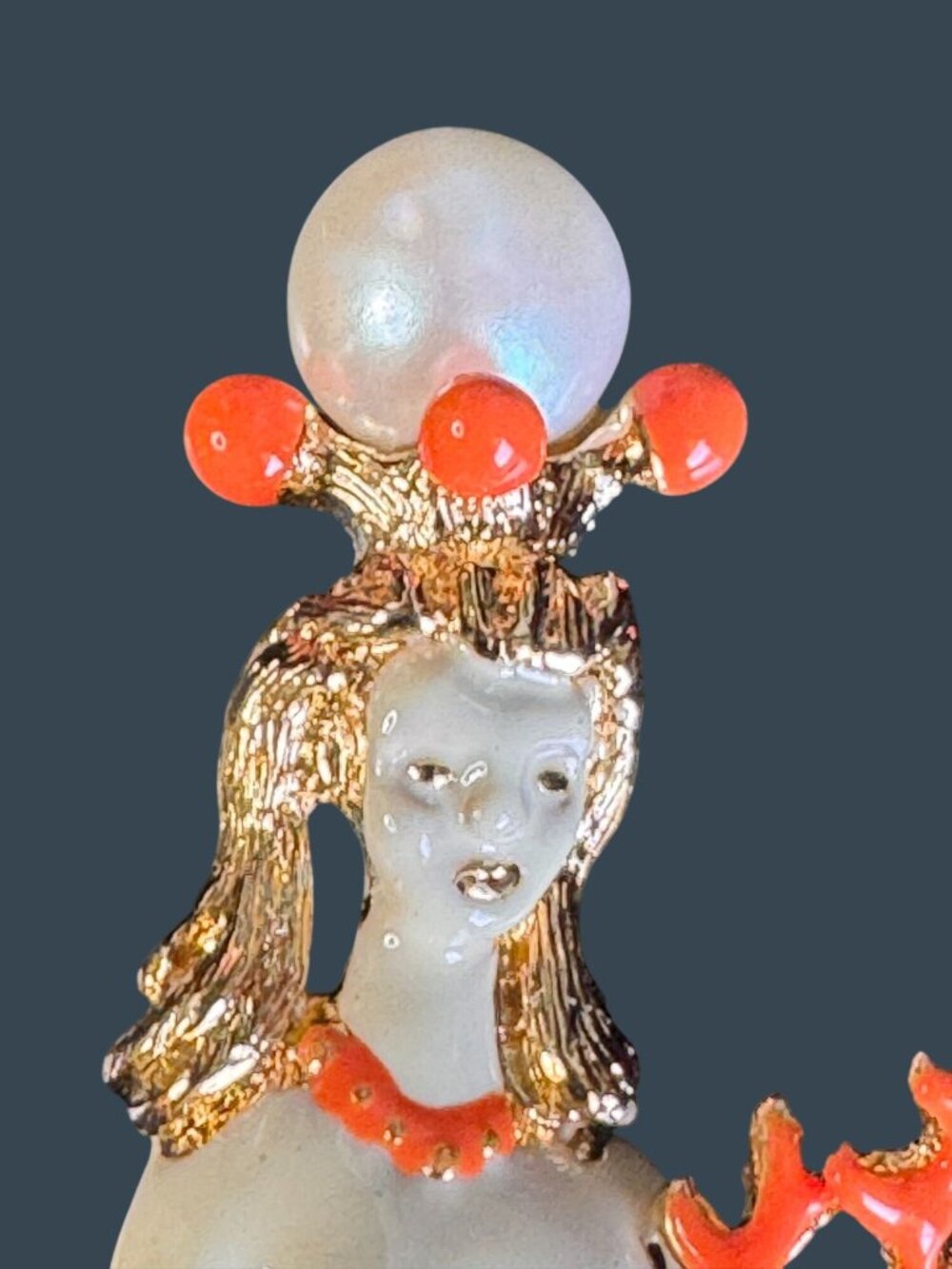 Rare Hutton Wilkinson Signed Mermaid Brooch Swarovski Crystal Tony Duquette 1990 - Picture 4 of 12